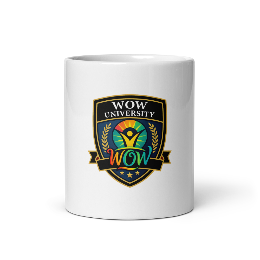 WOWU Core badge White Glossy Mug — Front