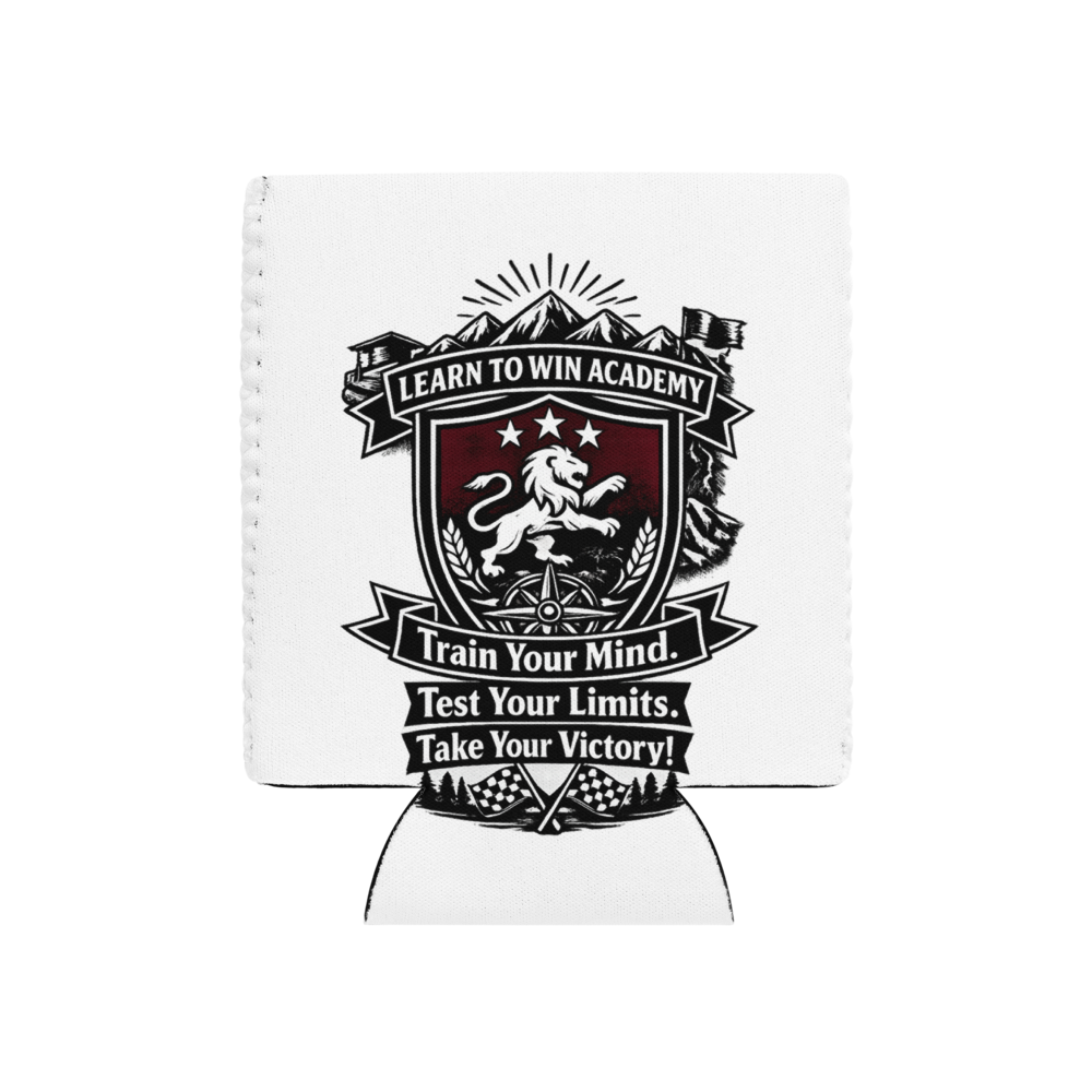LTW TrainYourMind badge Can Cooler — Front