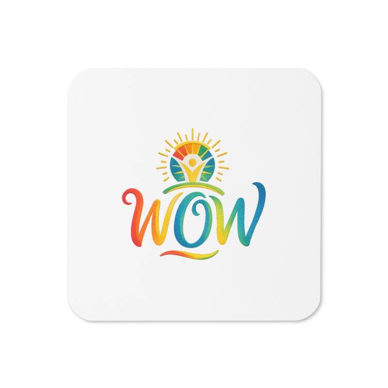 WOW Core logo Cork Coaster