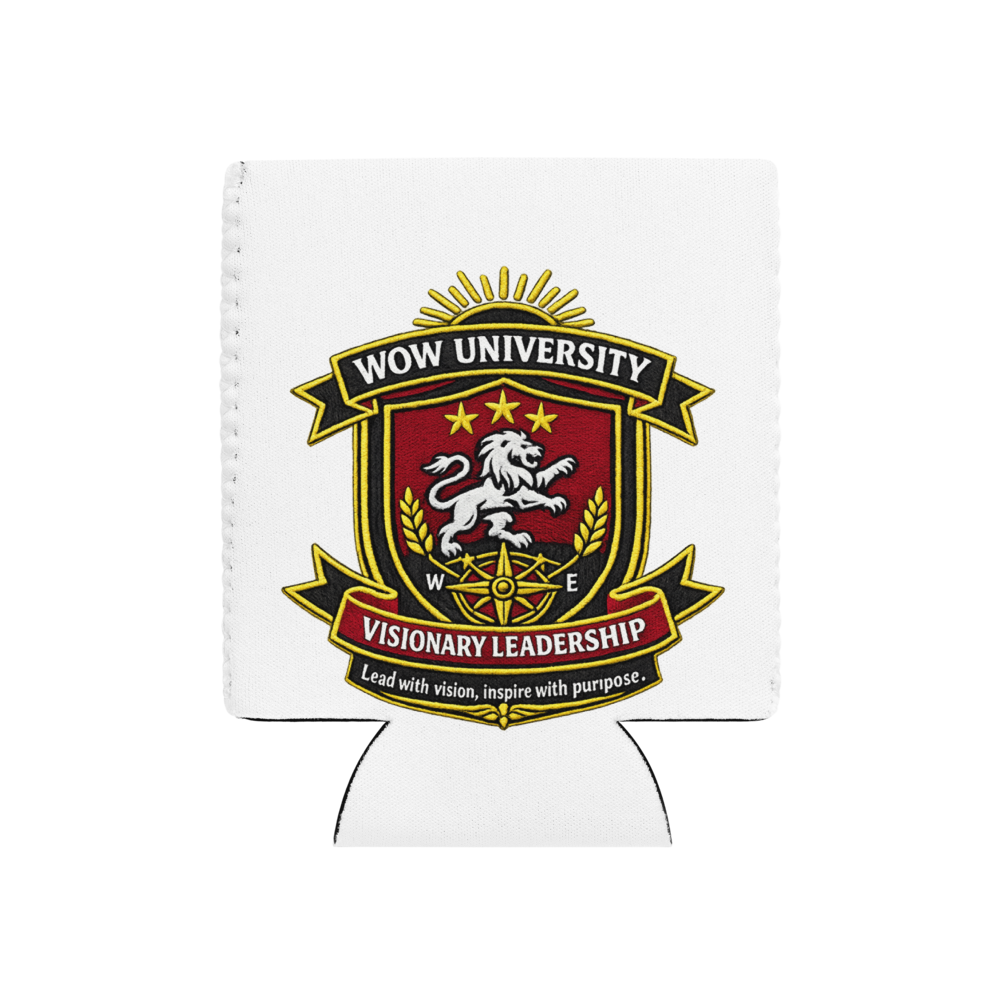WOWU VisionaryLeadership badge Can Cooler — Front