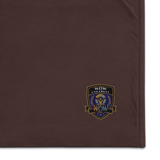 WOW University Shield — Embroidered Sherpa Blanket