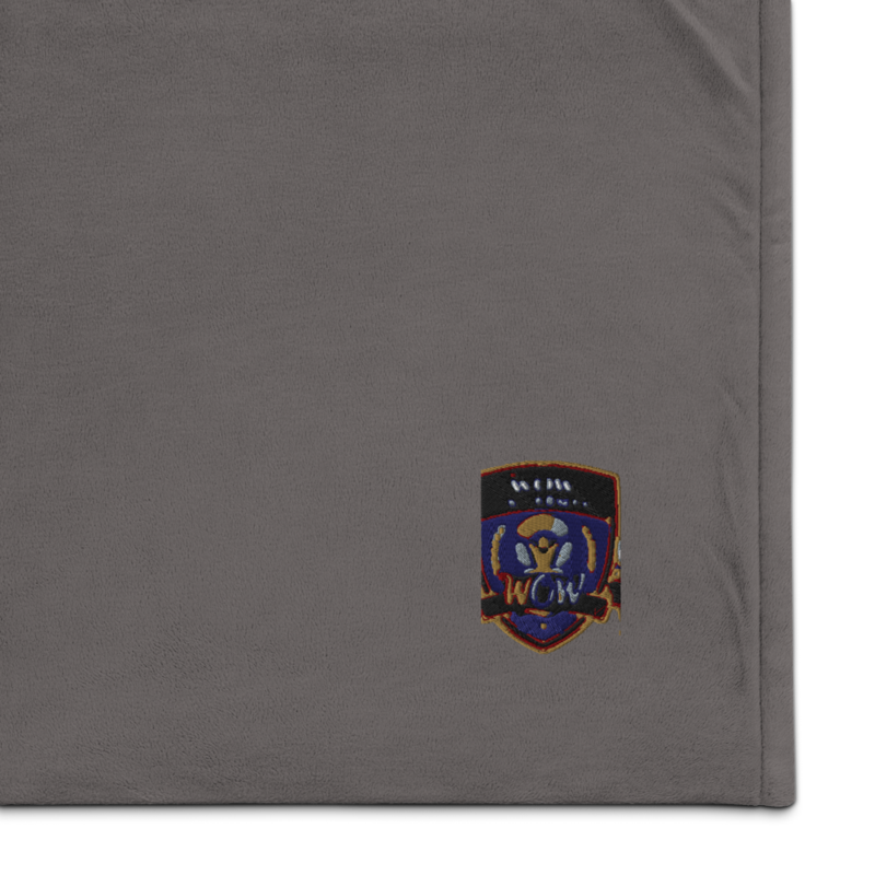 WOW University Crest — Embroidered Sherpa Blanket