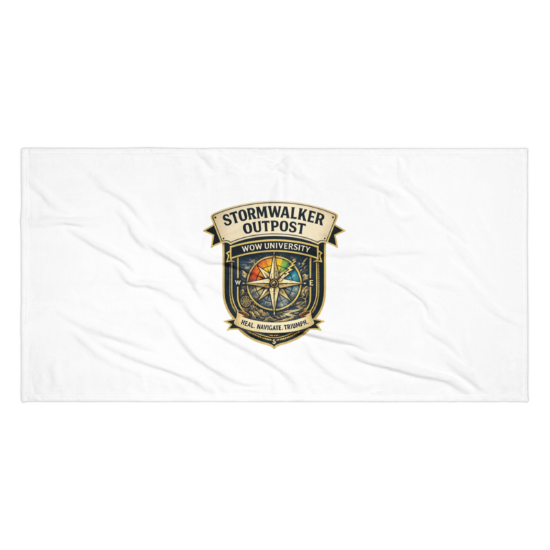 WOW University | Stormwalker Outpost WOWU compass badge | Beach Towel