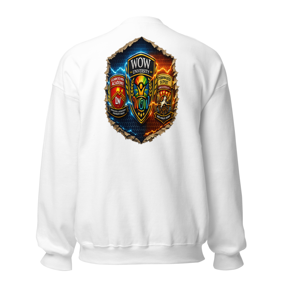 WOW University — Future-Ready Mindset Crewneck — Back (White)