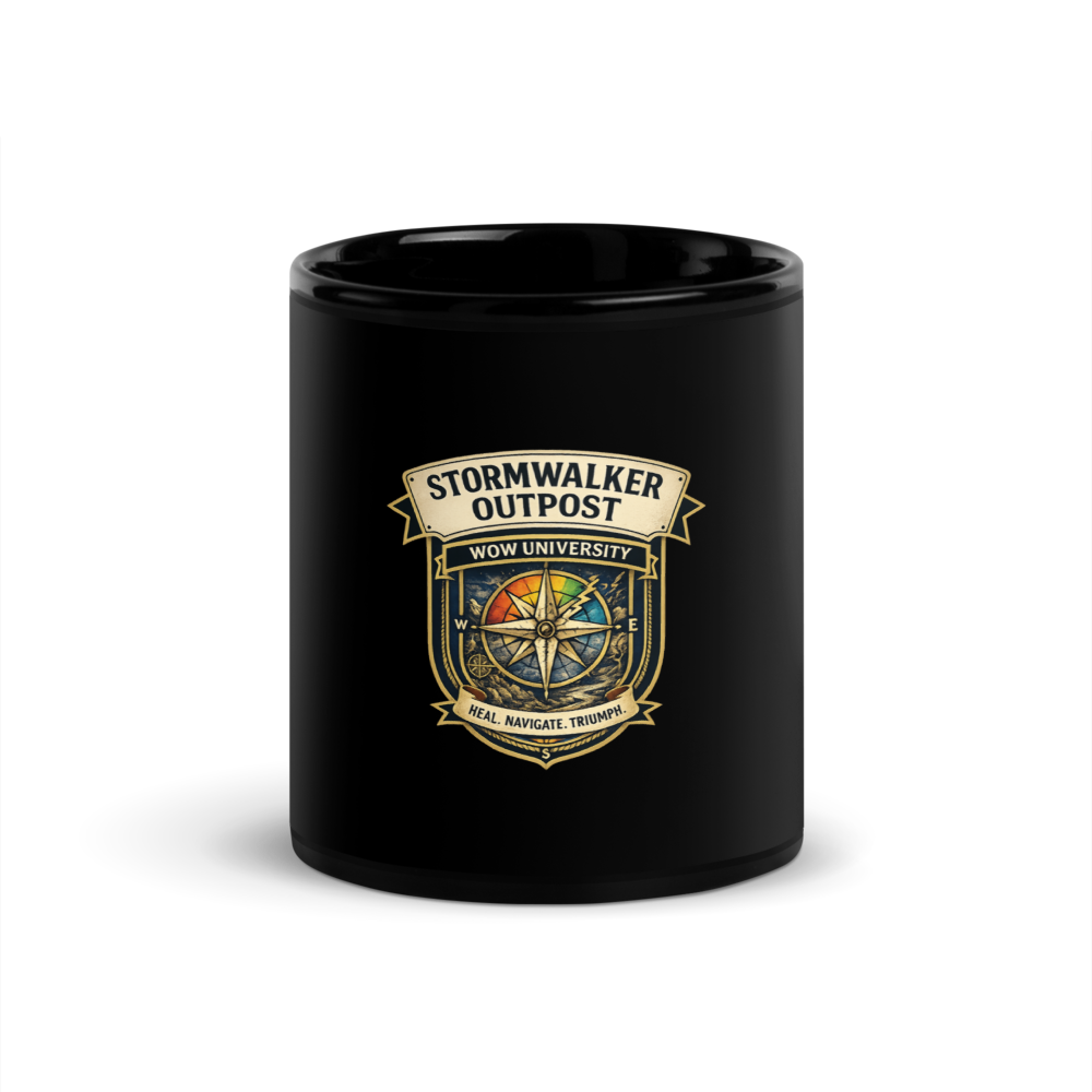 Stormwalker Outpost WOWU compass badge Black Glossy Mug — Front