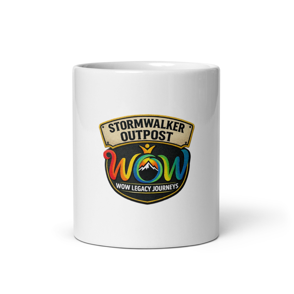 Stormwalker Outpost WOW logo White Glossy Mug — Front