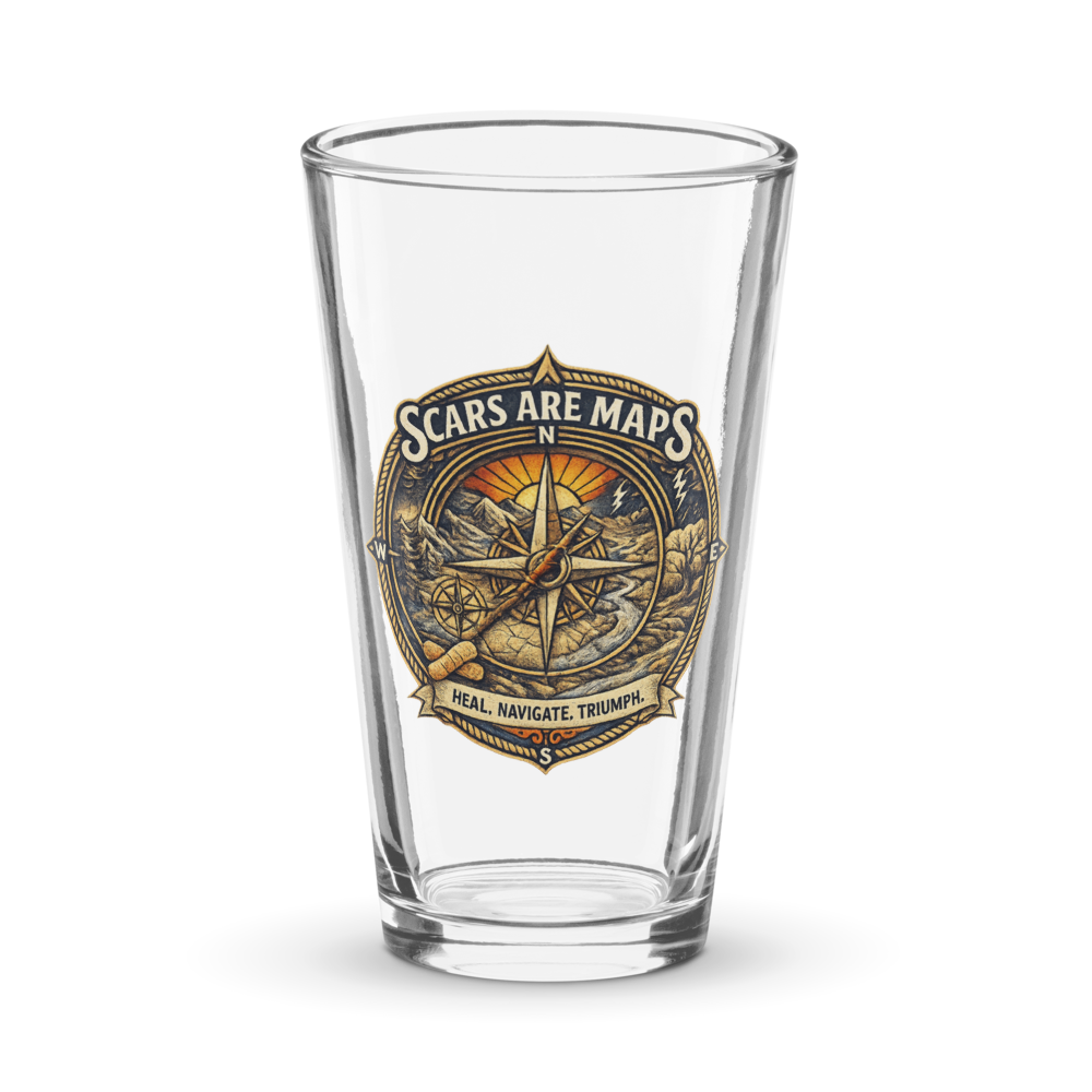 Stormwalker ScarsAreMaps medallion Pint Glass — Front