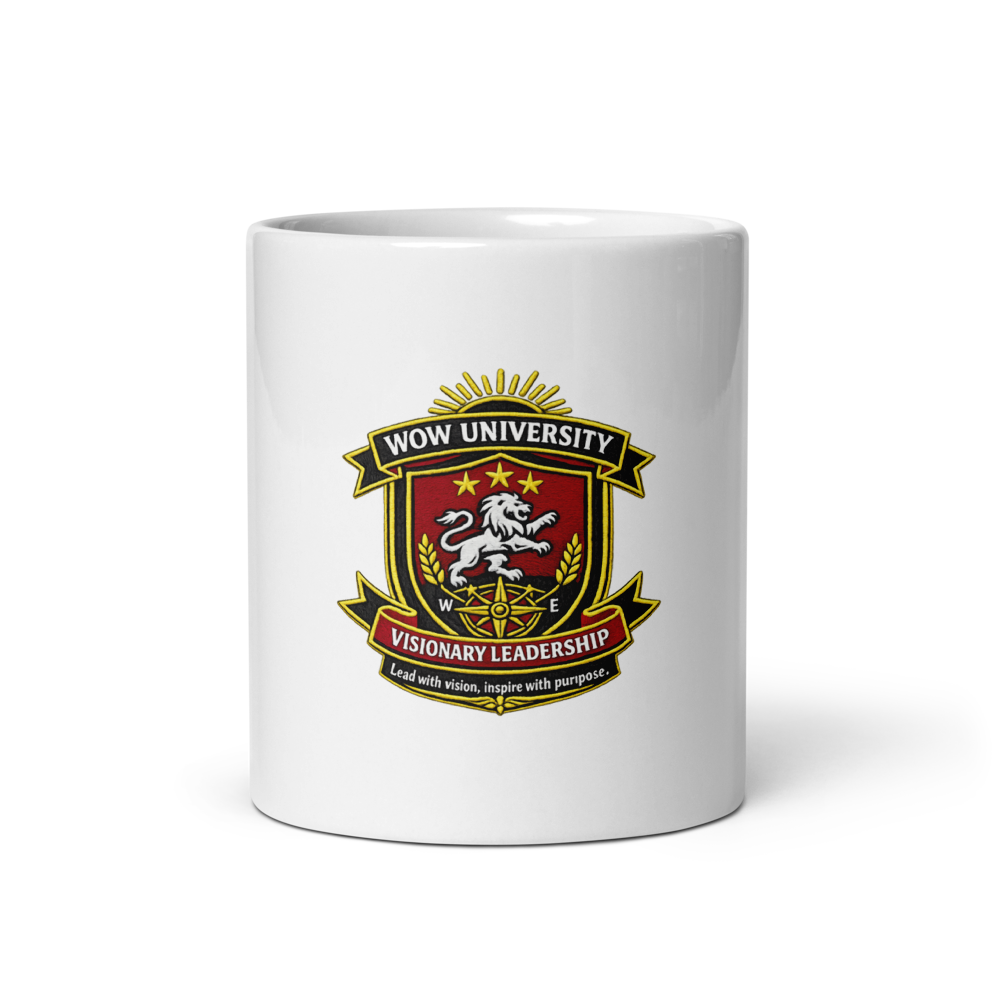 WOWU VisionaryLeadership badge White Glossy Mug — Front