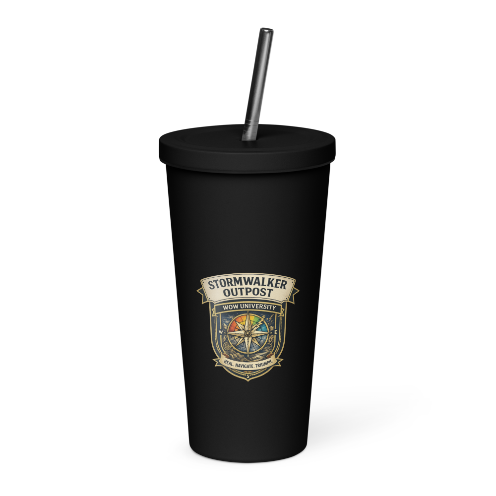 Stormwalker Outpost WOWU compass badge Insulated Tumbler — Front