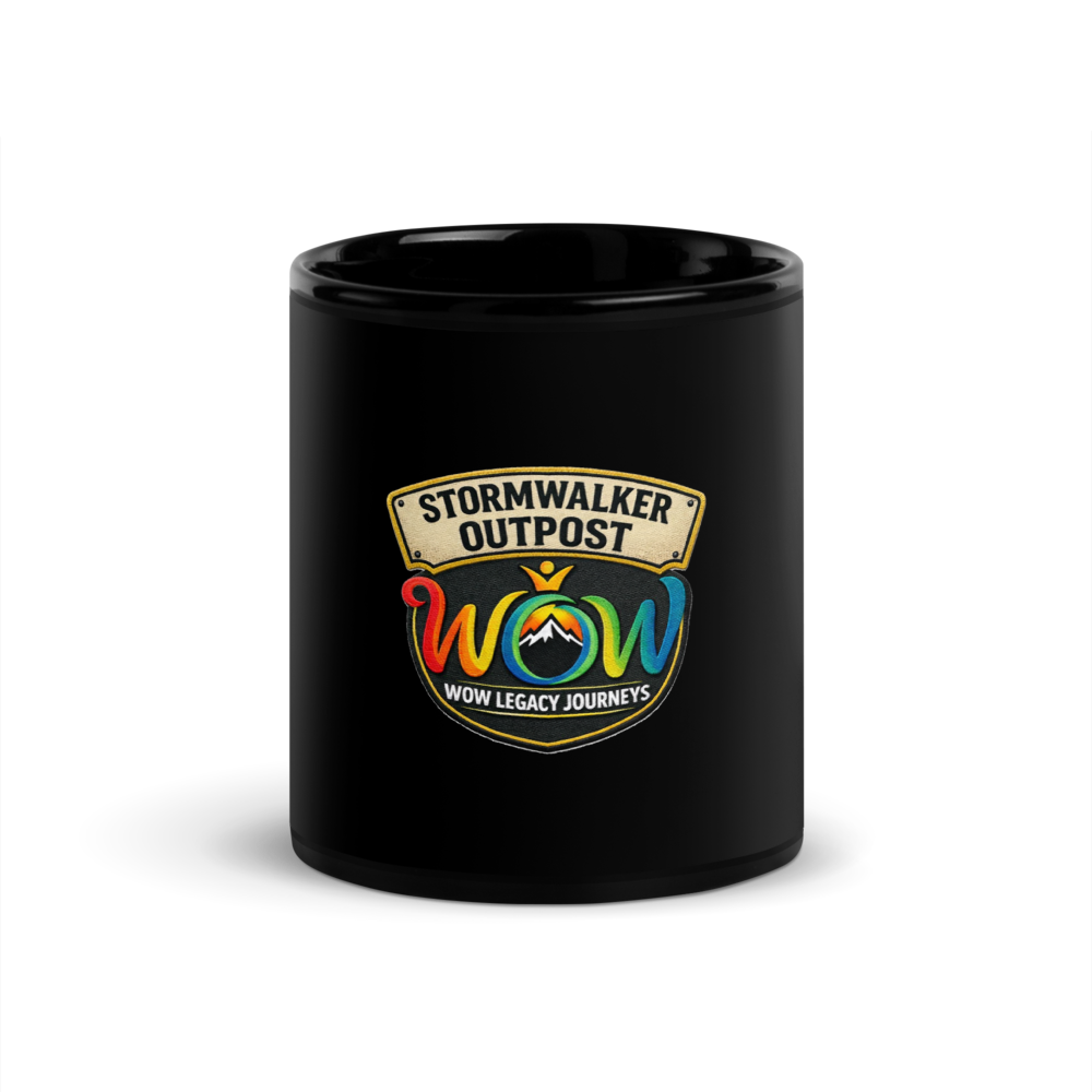 Stormwalker Outpost WOW logo Black Glossy Mug — Front