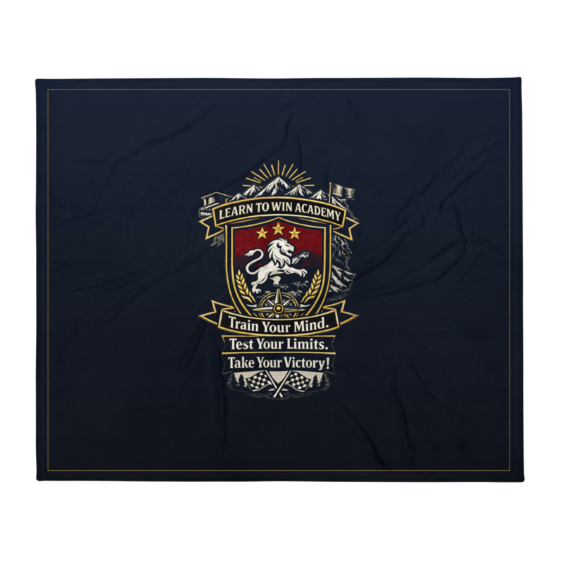 Learn To Win Academy | LTW Shield logo | Throw Blanket