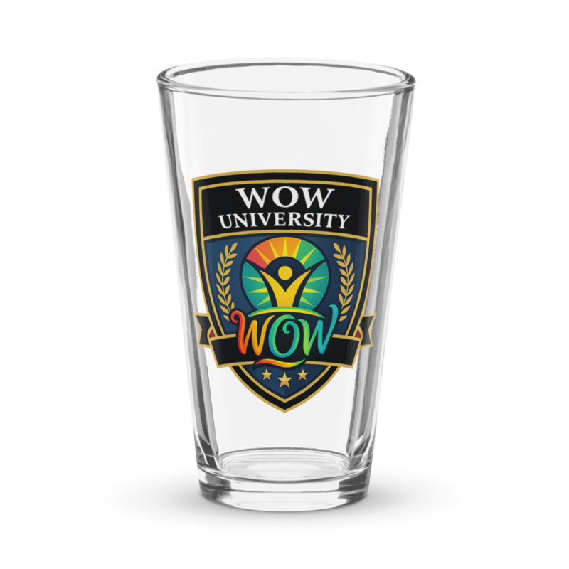 WOW University | WOWU Core badge | Pint Glass