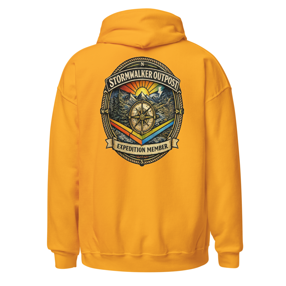 Stormwalker Outpost — Scars Are Maps Hoodie — Back (Gold)