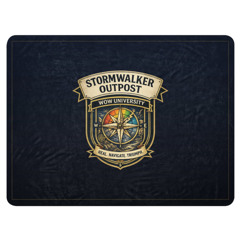 WOW University | Stormwalker Outpost WOWU compass badge | Sublimated Sherpa Blanket