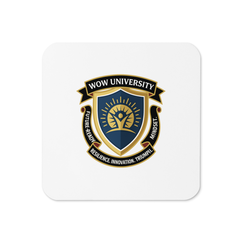 WOWU FutureReadyMindset badge Cork Coaster