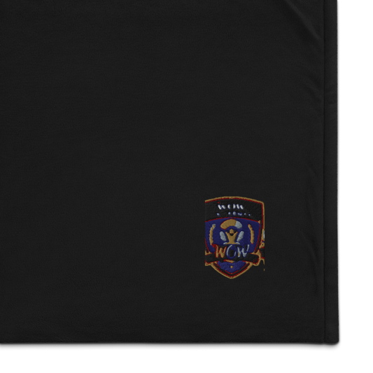 WOW University Crest — Embroidered Sherpa Blanket