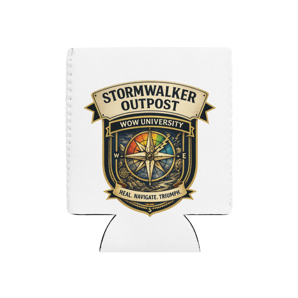 Stormwalker Outpost WOWU compass badge Can Cooler — Front