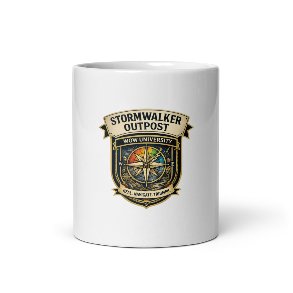 Stormwalker Outpost WOWU compass badge White Glossy Mug — Front