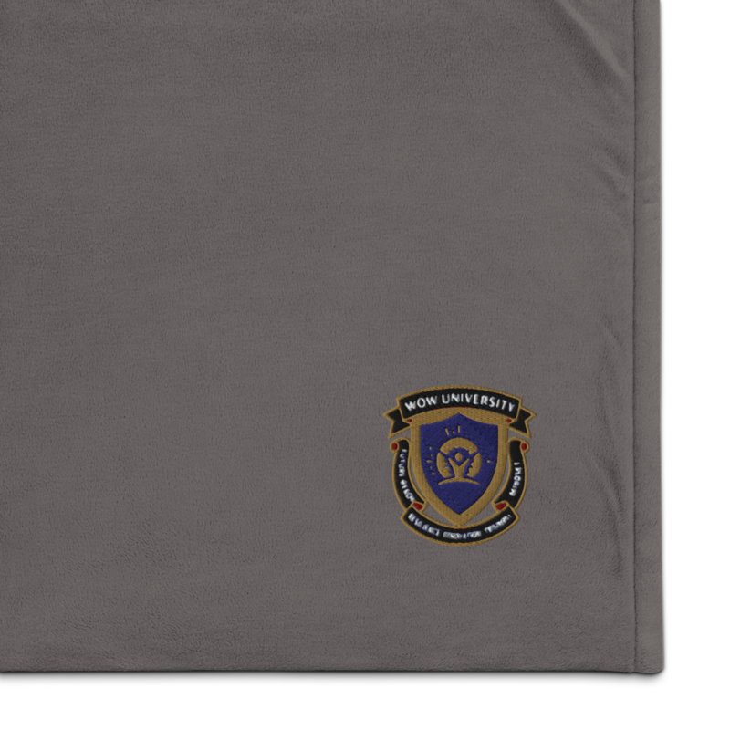 WOW University Seal — Embroidered Sherpa Blanket