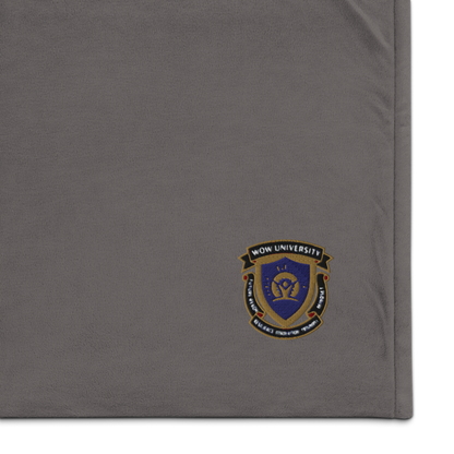 WOW University Seal — Embroidered Sherpa Blanket