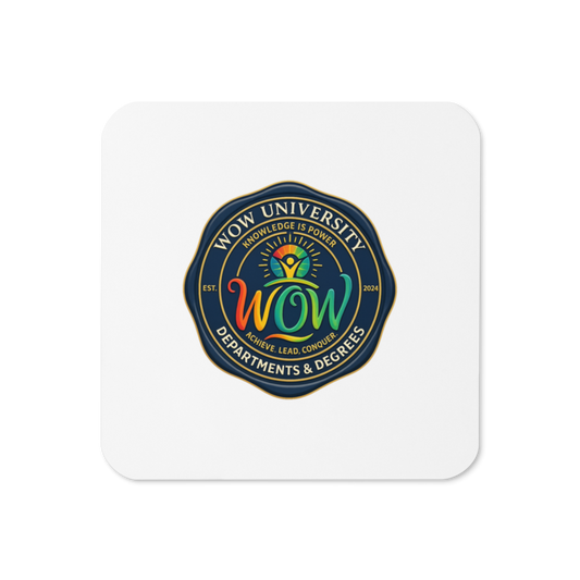WOW University | WOWU DepartmentsDegrees medallion | Cork Coaster