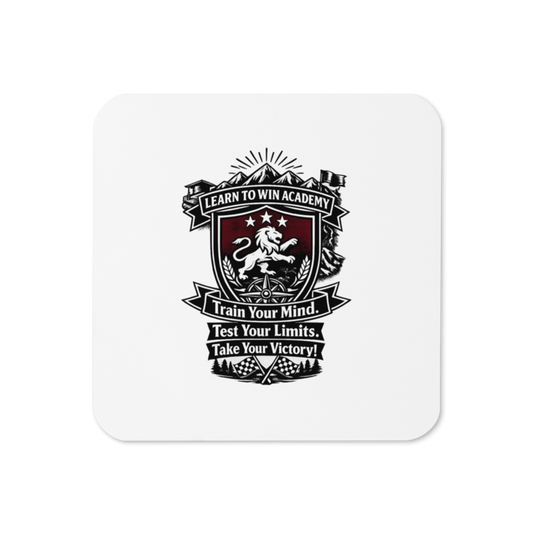 Learn To Win Academy | LTW TrainYourMind badge | Cork Coaster