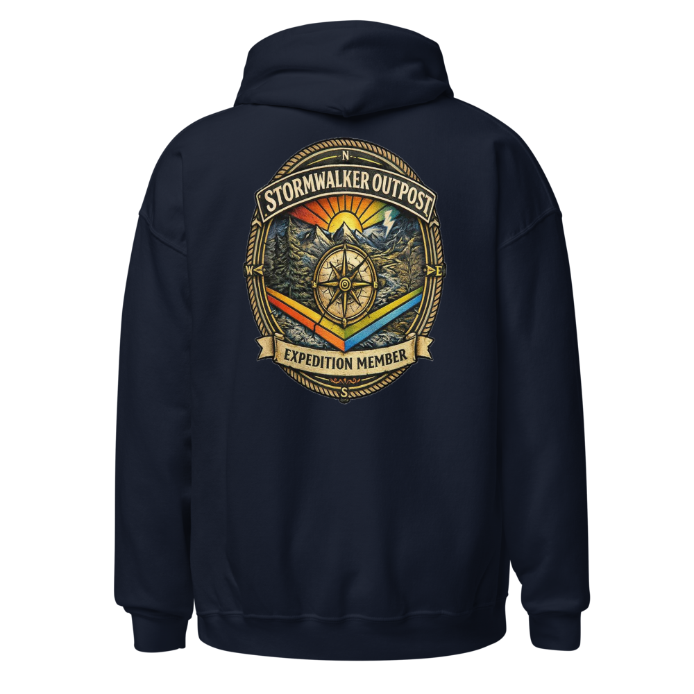 Stormwalker Outpost — Scars Are Maps Hoodie — Back (Navy)