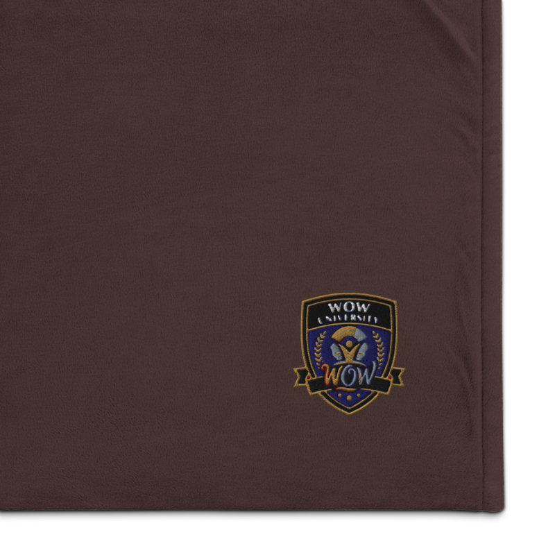 WOW University Shield — Embroidered Sherpa Blanket