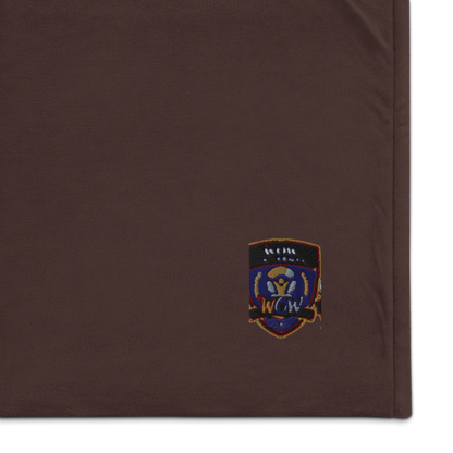 WOW University Crest — Embroidered Sherpa Blanket