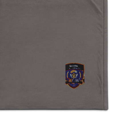 WOW University Crest — Embroidered Sherpa Blanket