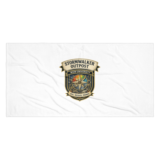 WOW University | Stormwalker Outpost WOWU compass badge | Beach Towel