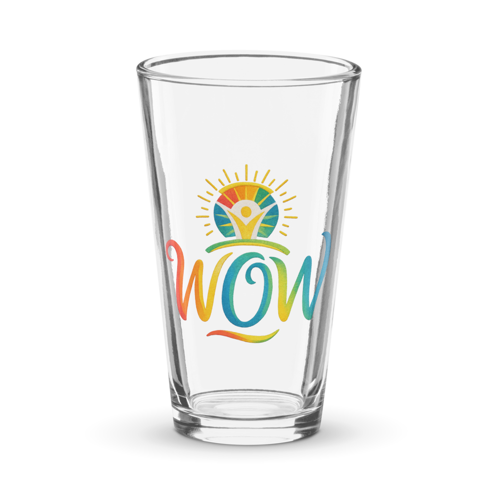 WOW Core logo Pint Glass — Front
