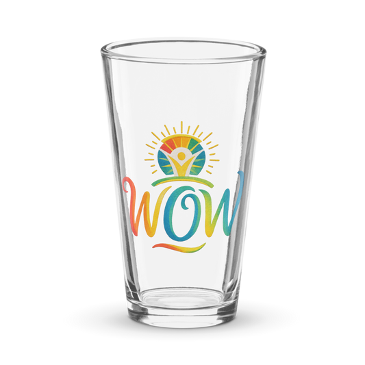 WOW Core logo Pint Glass — Front