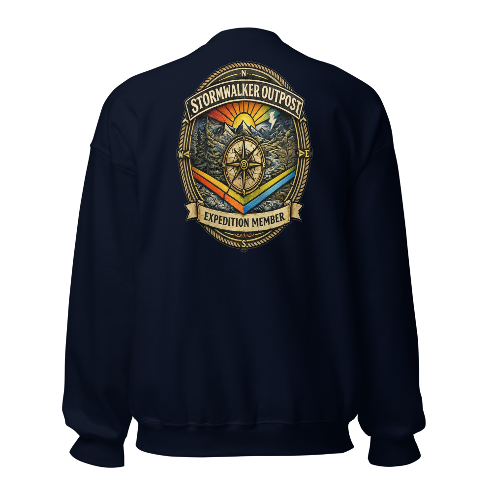 Stormwalker Outpost — Scars Are Maps Crewneck — Back (Navy)