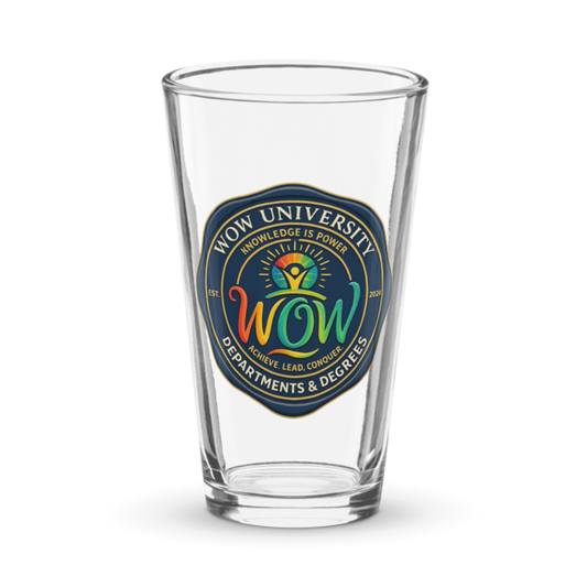 WOW University | WOWU DepartmentsDegrees medallion | Pint Glass