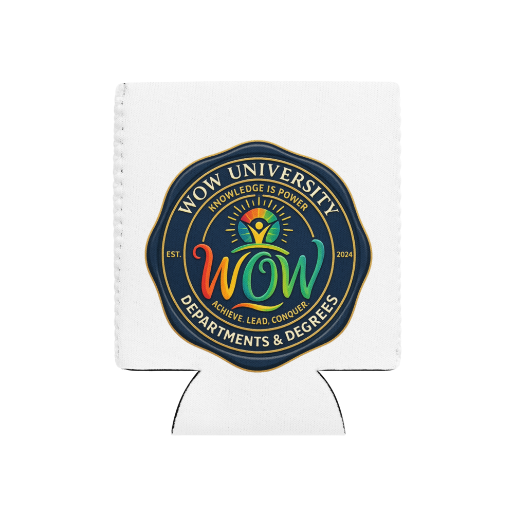 WOWU DepartmentsDegrees medallion Can Cooler — Front