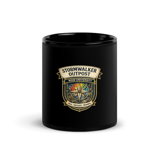 Stormwalker Outpost WOWU compass badge Black Glossy Mug — Front