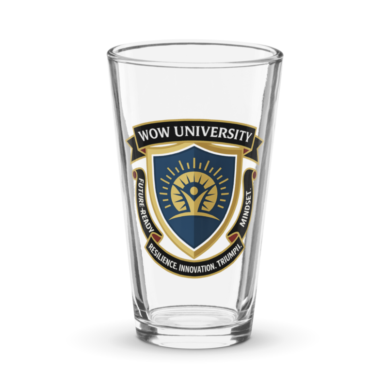 WOWU FutureReadyMindset badge Pint Glass