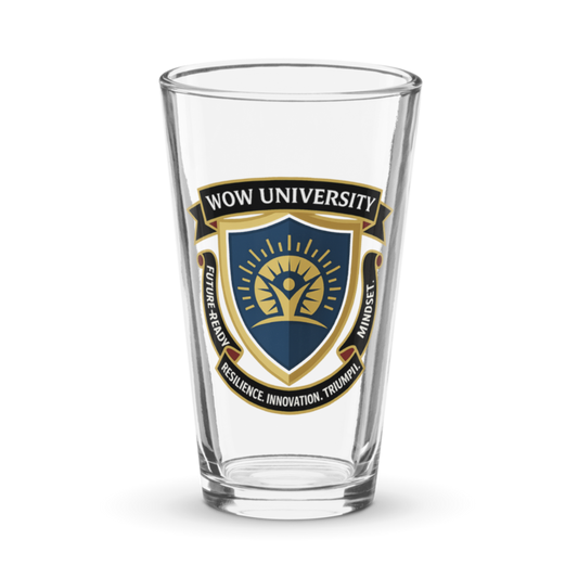 WOW University | WOWU FutureReadyMindset badge | Pint Glass