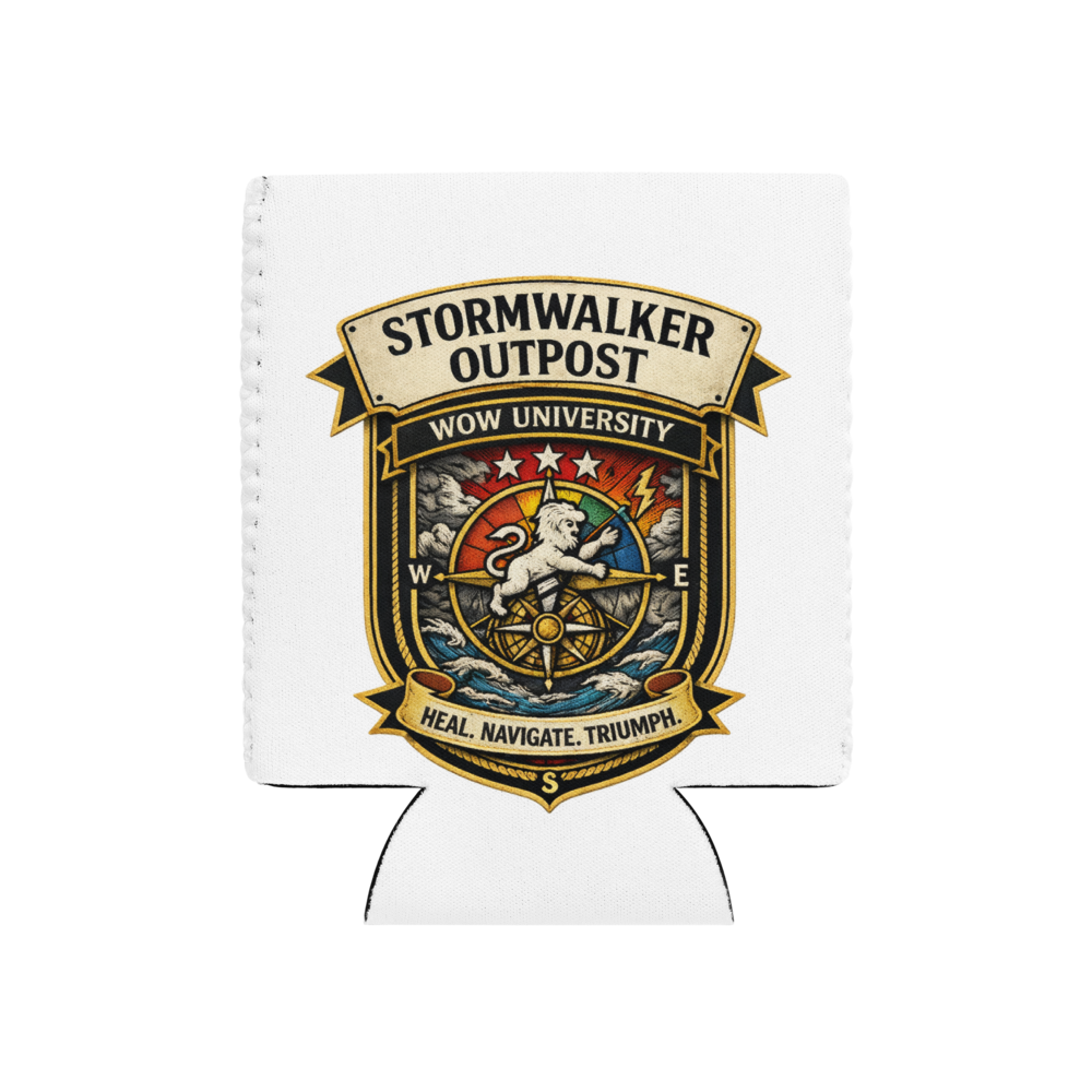 Stormwalker Outpost badge Can Cooler — Front