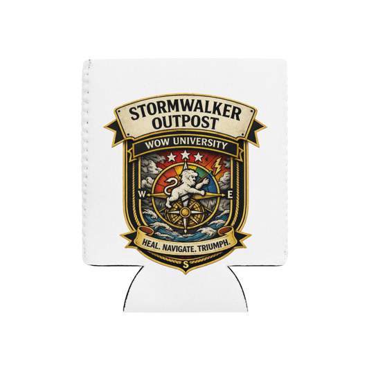 Stormwalker Outpost badge Can Cooler — Front
