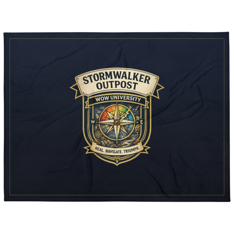 WOW University | Stormwalker Outpost WOWU compass badge | Throw Blanket