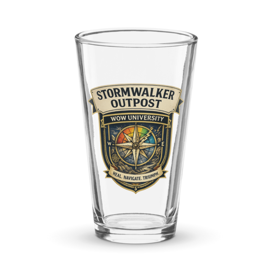 WOW University | Stormwalker Outpost WOWU compass badge | Pint Glass