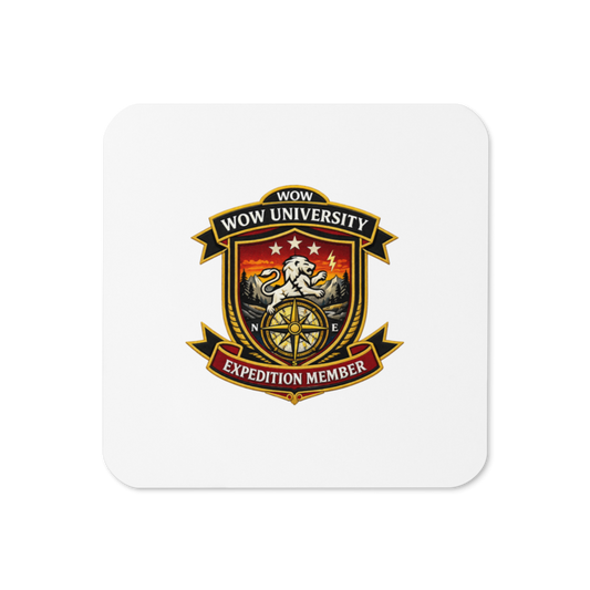 WOW University | WOWU ExpeditionMember badge | Cork Coaster