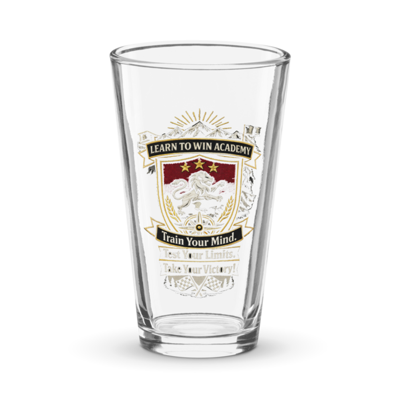 Learn To Win Academy | LTW Shield logo | Pint Glass