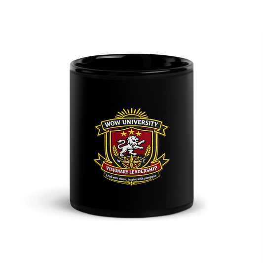WOWU VisionaryLeadership badge Black Glossy Mug — Front
