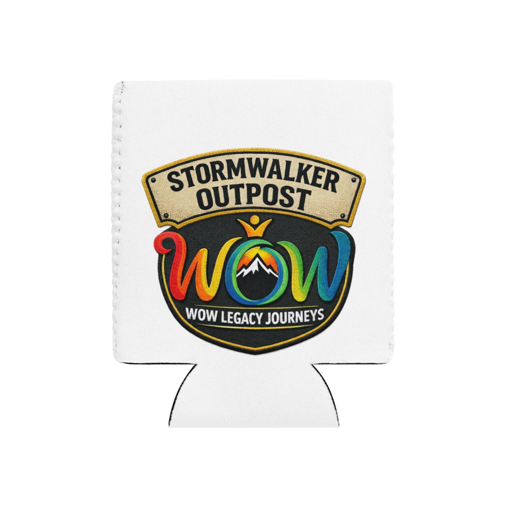 Stormwalker Outpost WOW logo Can Cooler — Front
