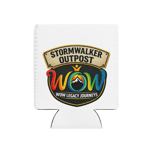Stormwalker Outpost WOW logo Can Cooler — Front