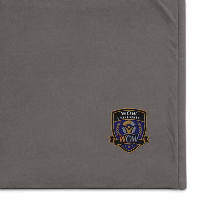 WOW University Shield — Embroidered Sherpa Blanket