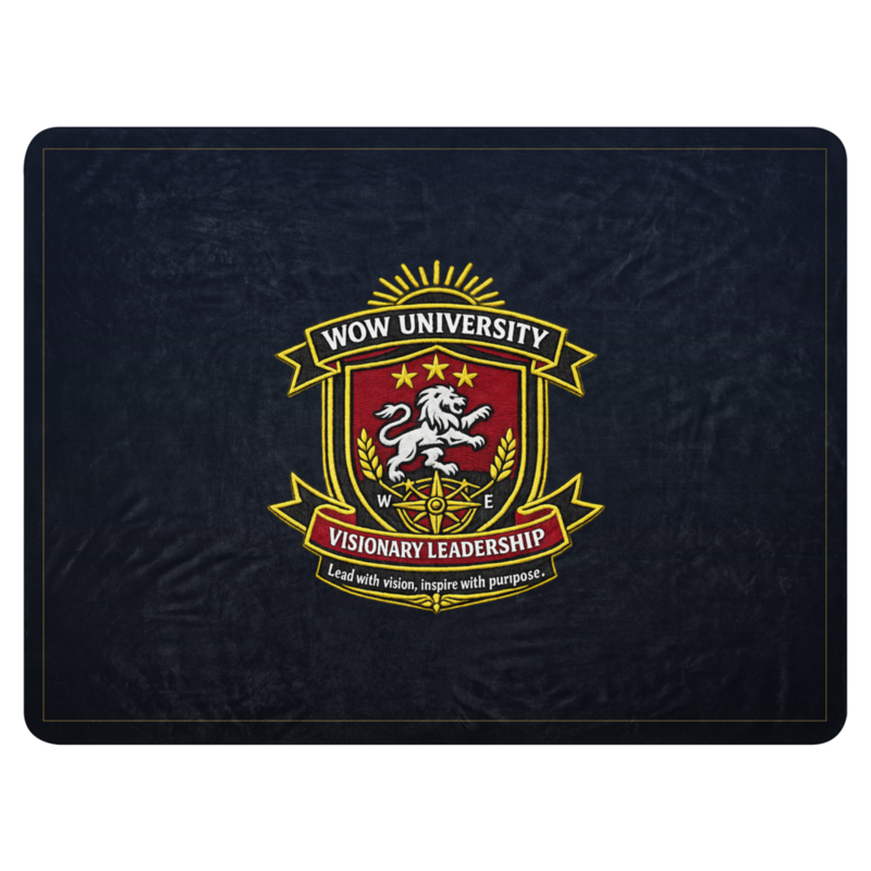 WOW University | WOWU VisionaryLeadership badge | Sublimated Sherpa Blanket